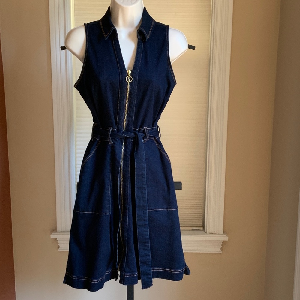 Sleeveless Navy Denim Dress